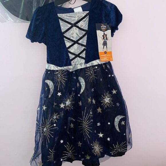🔥MIDNIGHT WITCH COSTUME KIDS GIRLS SZ LARGE NEW - Picture 4 of 8